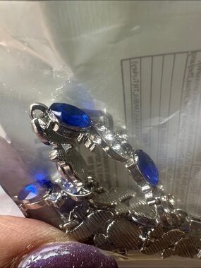 Blue Crystal Tennis Necklace - Elegant Women's Jewelry